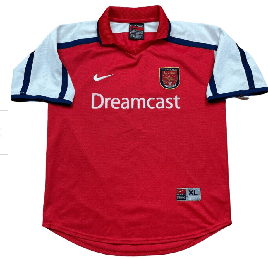 Arsenal Sega Dreamcast retro 1999 home shirt