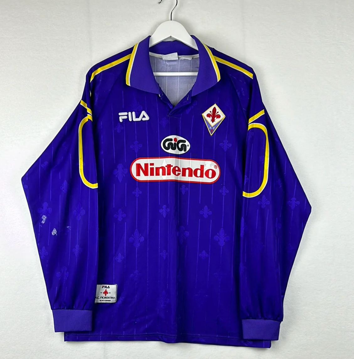 Rare Fiorentina 1997 retro nintendo home football jersey Long sleeve