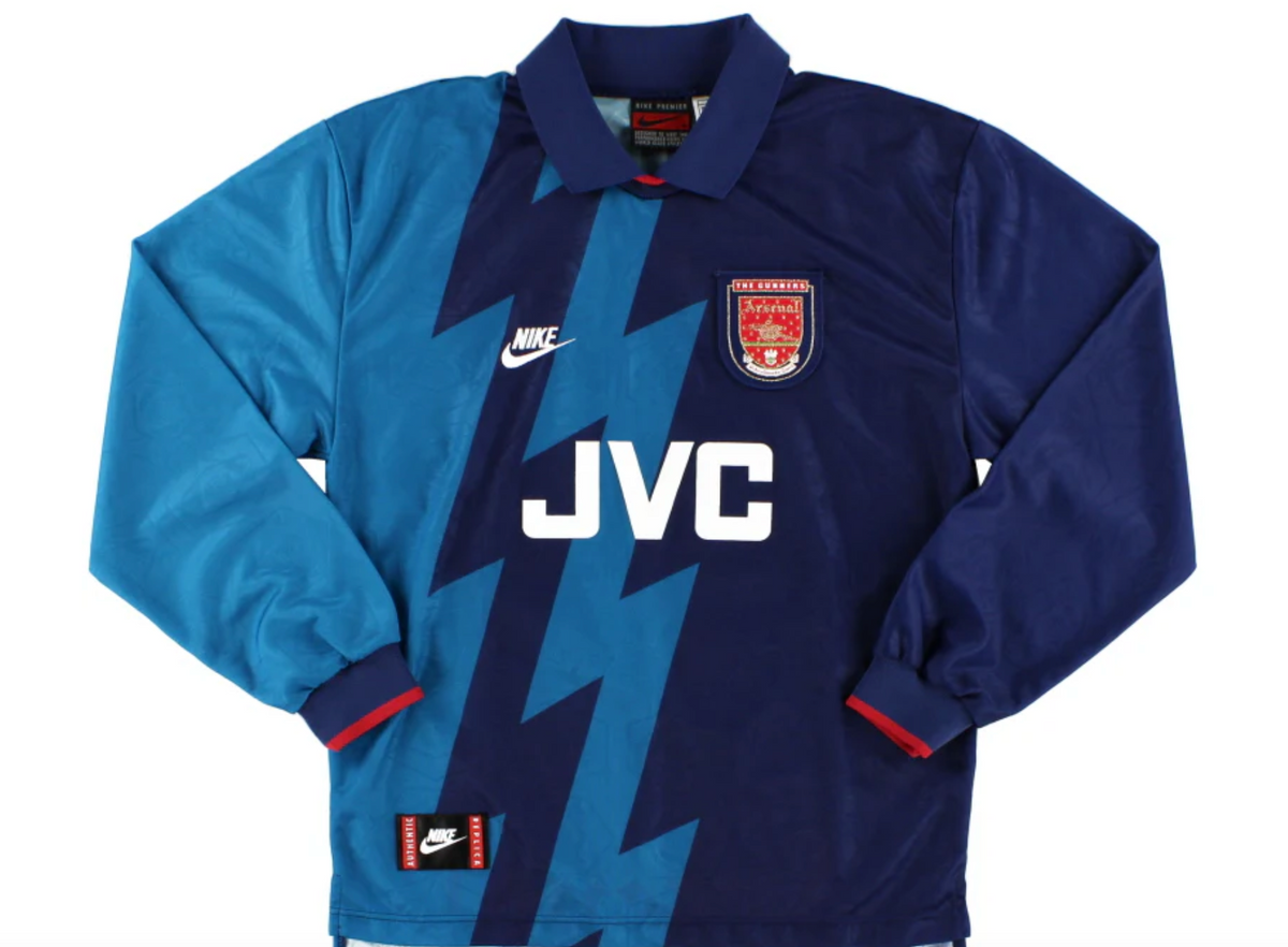 Arsenal 1995/96 Away Shirt Long Sleeve - Iconic Lightning Bolt Design