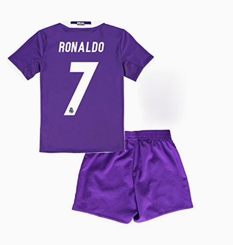 Ronaldo CR7 Real Madrid 16-17 Purple- Kids jersey ( shirt and shorts included )