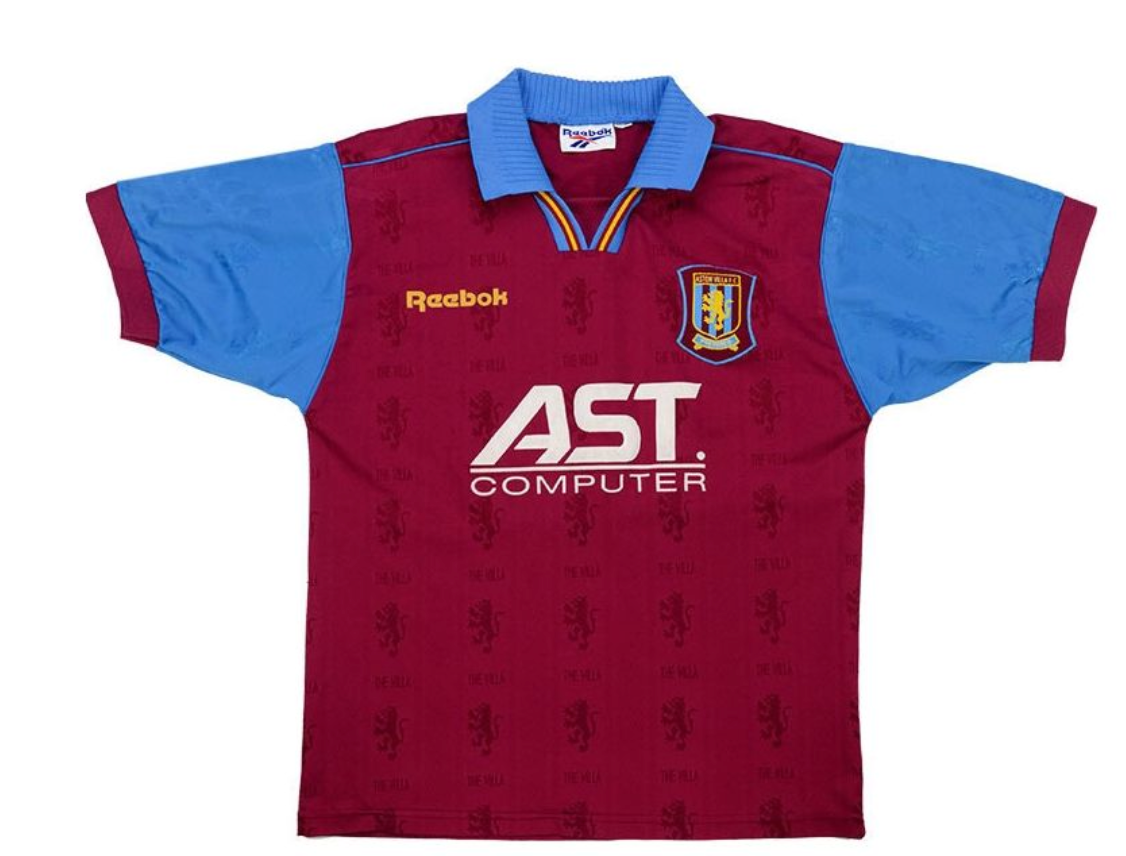 1996/97 Aston Villa Home Jersey – Retro AST Computer Sponsor, Reebok Vintage Classic