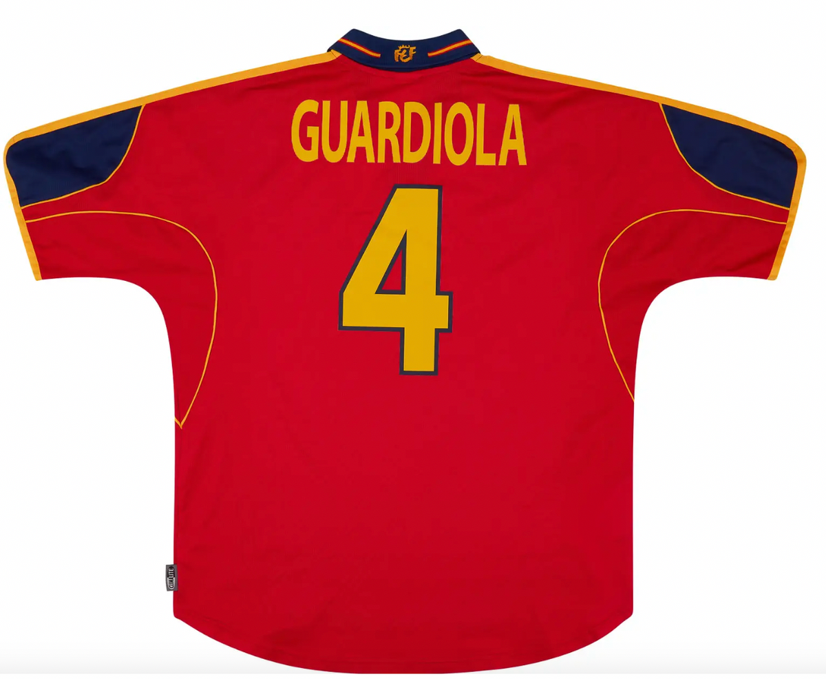 Vintage Spain 2000 Home Shirt – Guardiola & Raúl Era | Retro Spain Jersey | Customise Personalised or Blank