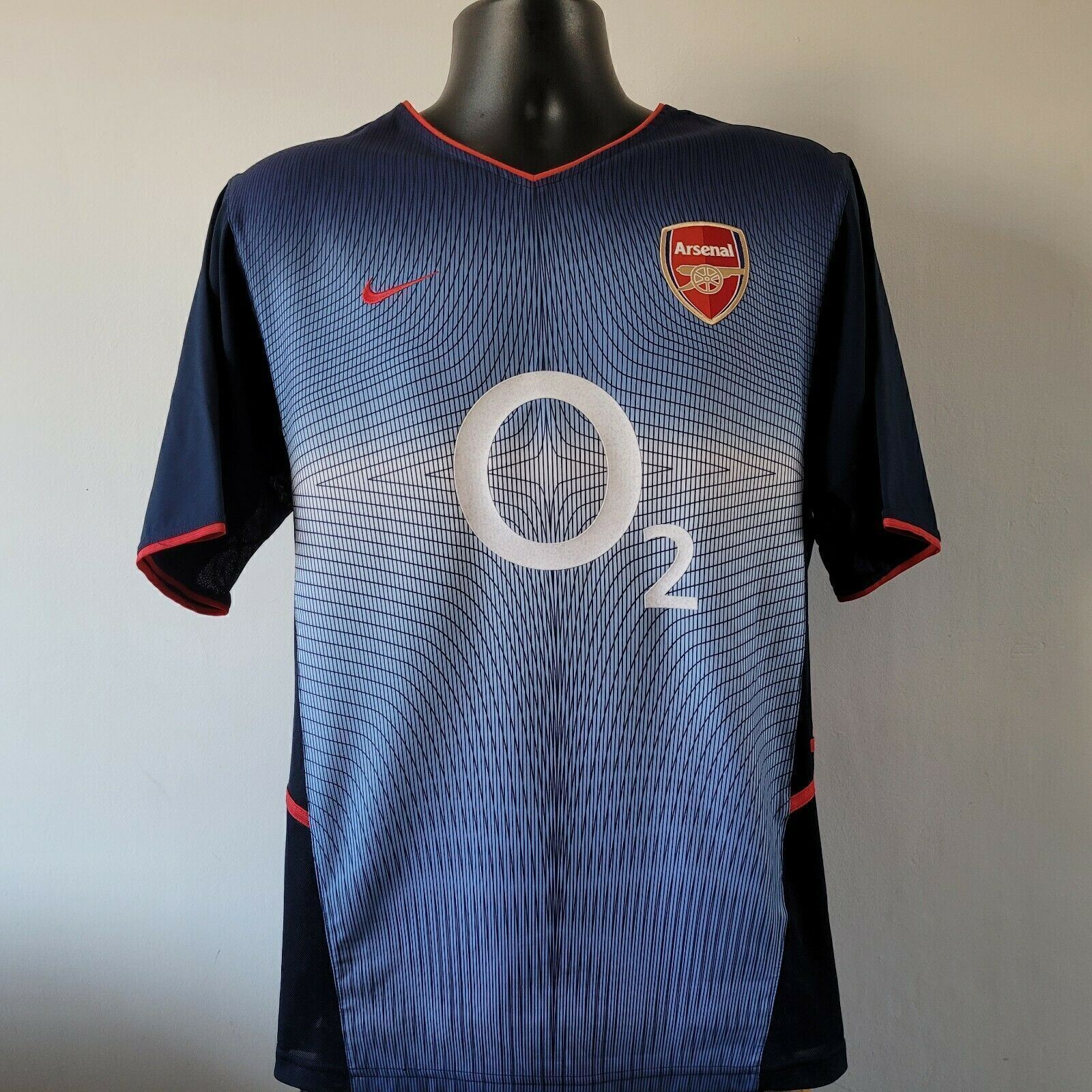 Arsenal 2002-04 Blue Henry Away Shirt | Iconic Highbury Retro Kit with O2 Sponsor