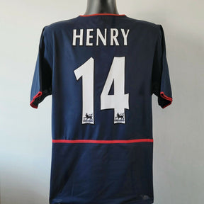 Arsenal 2002-04 Blue Henry Away Shirt | Iconic Highbury Retro Kit with O2 Sponsor